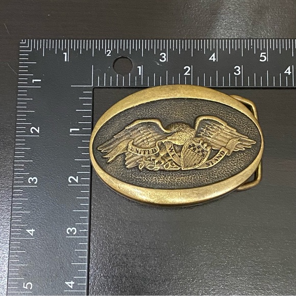 Vintage NOCONA Co. Bullet Stud Leather Belt with Eagle Brass Belt Buckle Size 38 - Picture 10 of 15